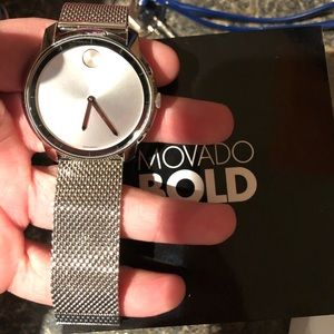 Movado Bold Mens 44mm Silver Watch